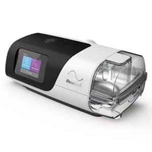 Digital BiPAP machine with humidifier for rent displaying IPAP and EPAP pressure settings for patient respiratory care in Karachi and Punjab